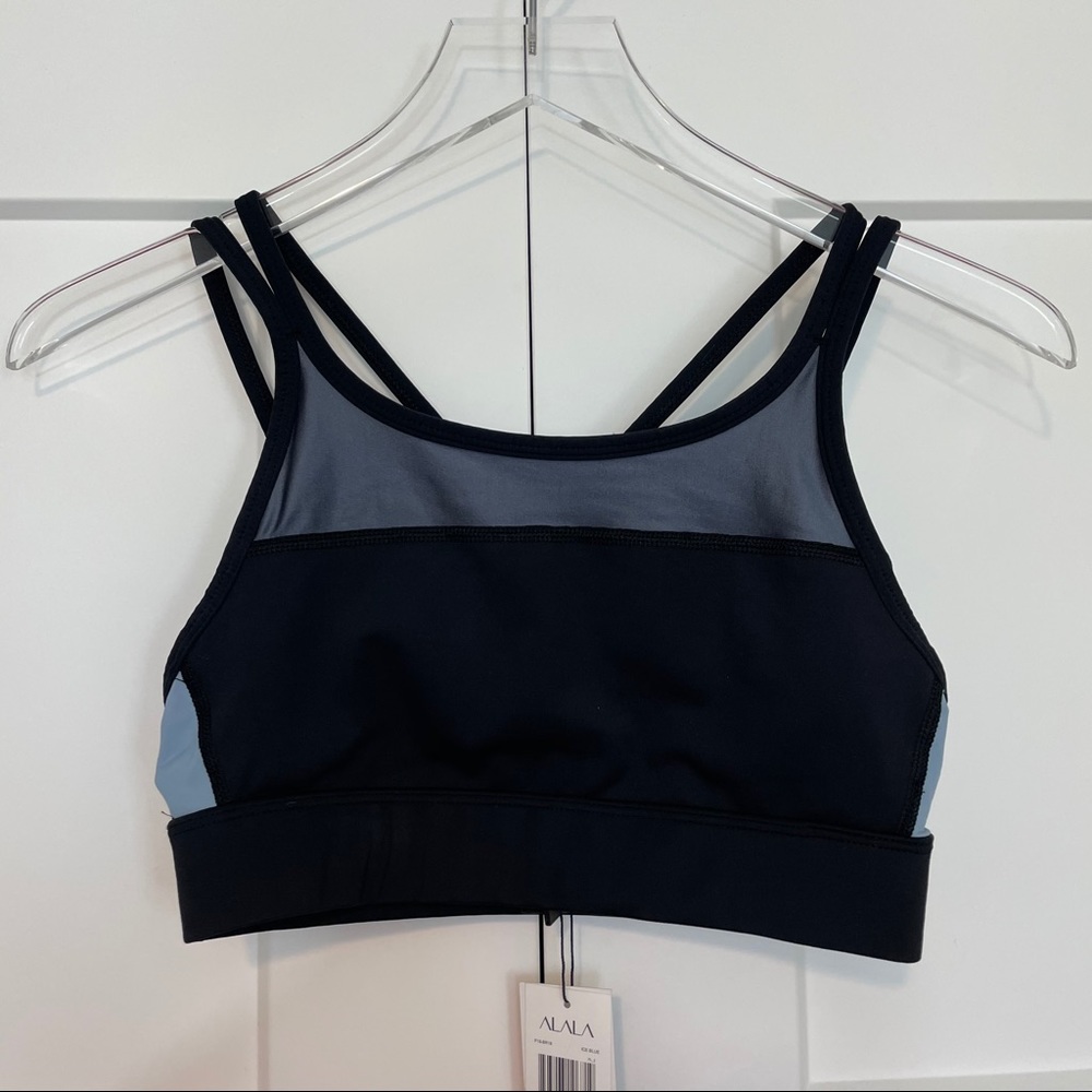 Alala Black and Gray Strappy Sports Bra